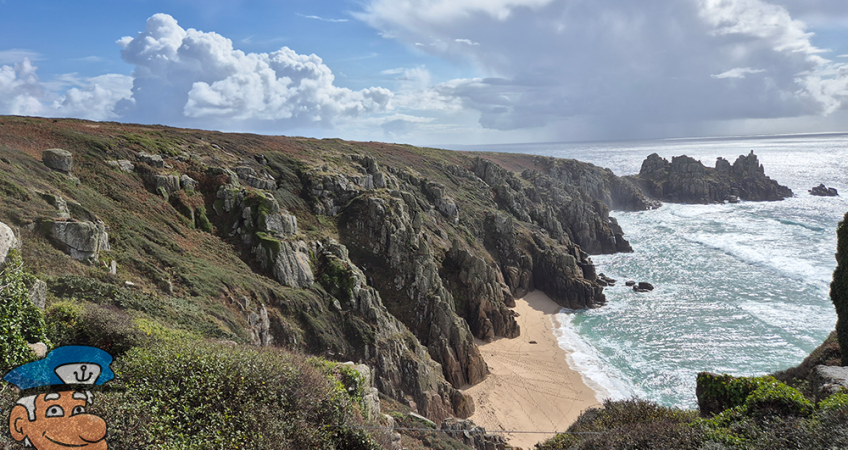 Pedn Vounder beach view from the cliffs