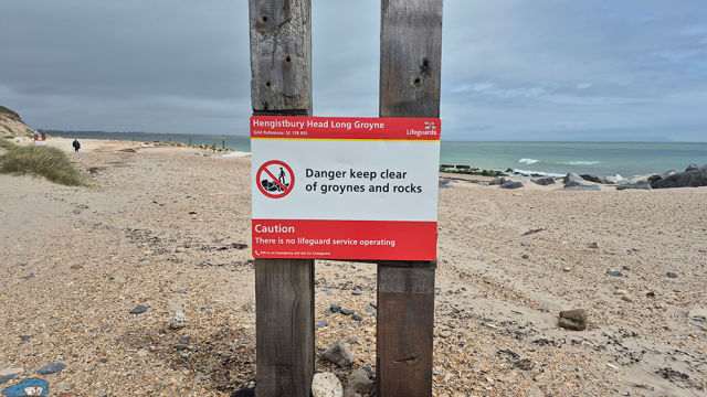 Hengistbury Head warning sign
